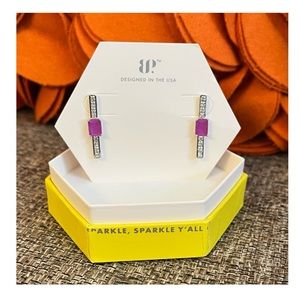 ❣️🆕Bomb Party Starstruck Moments Purple Fluorite Fused Genuine Quartz Earrings